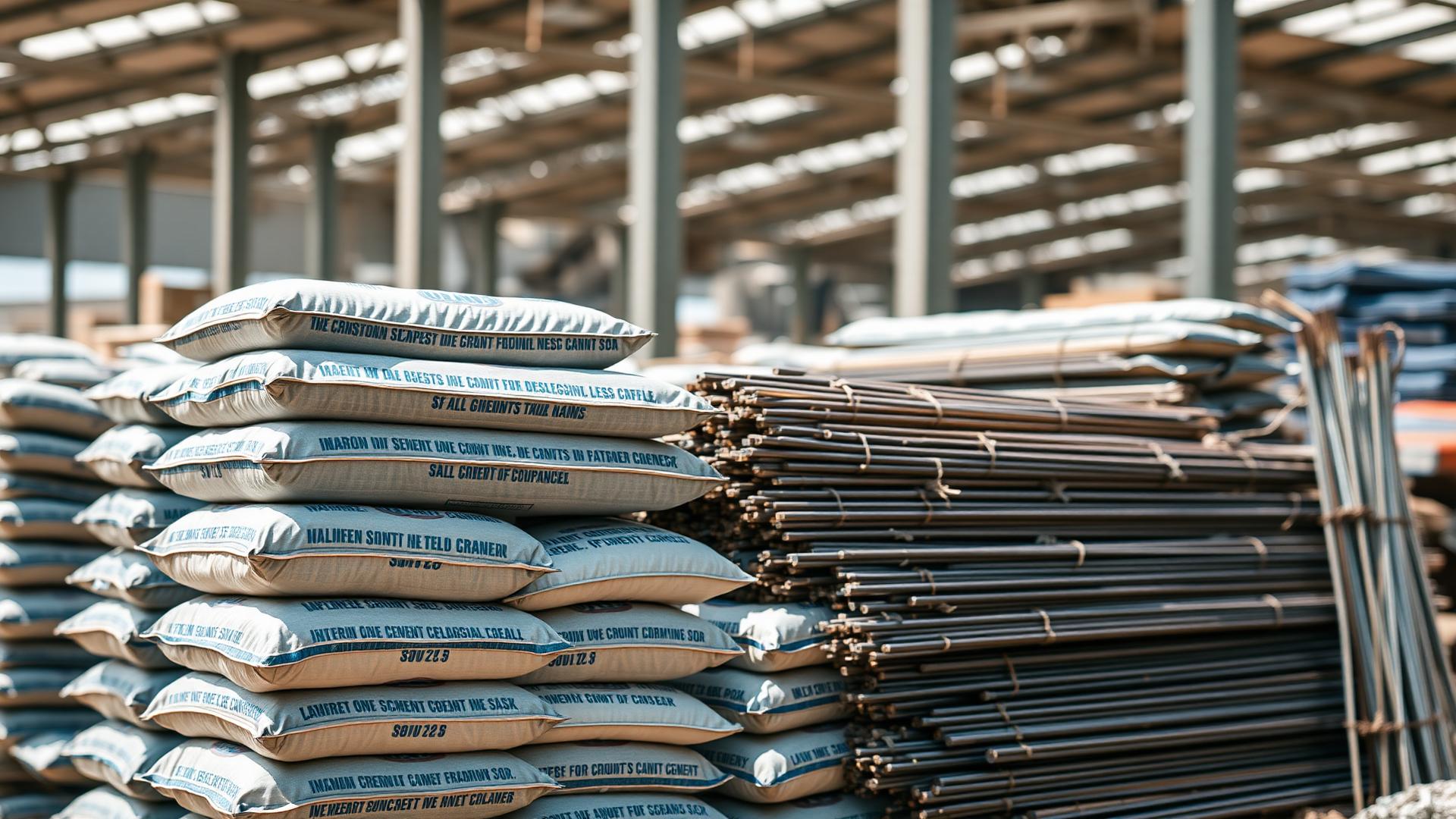 Cement bags and steel rebar at IFEDISOLID warehouse in Enugu